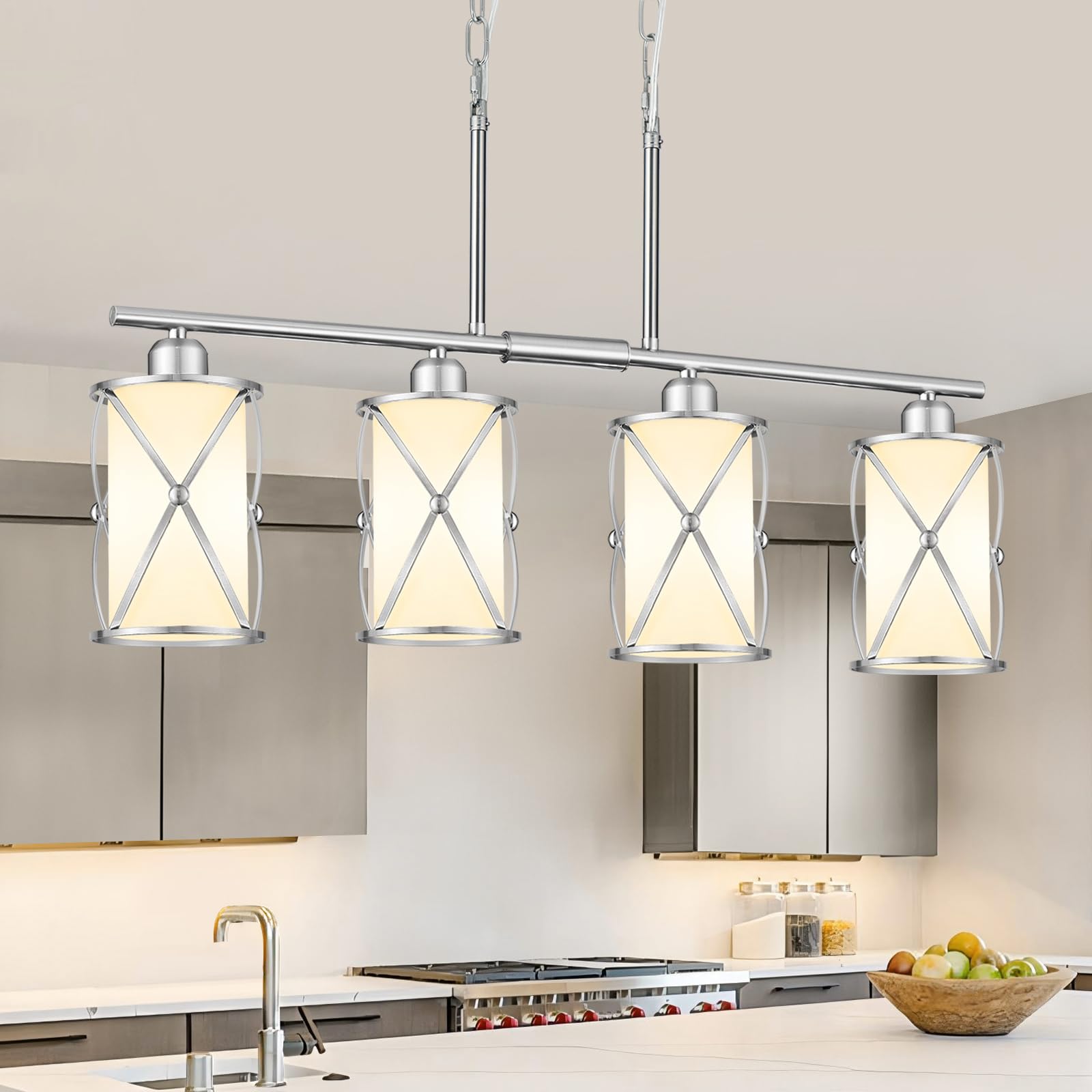 Glass Pendant Lights Kitchen Island 2 Pack, Black Mini Pendant Light with Clear Glass, Farmhouse Industrial Cage Hanging Lighting for Kitchen Sink Dining Room Bathroom, CH9176-1-2PK