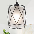 Farmhouse Black Pendant Light with Seeded Glass Industrial Cage Blown Clear Bubble Glass Hanging Lighting Adjustable Cord for Kitchen Island Over Sink Hallway