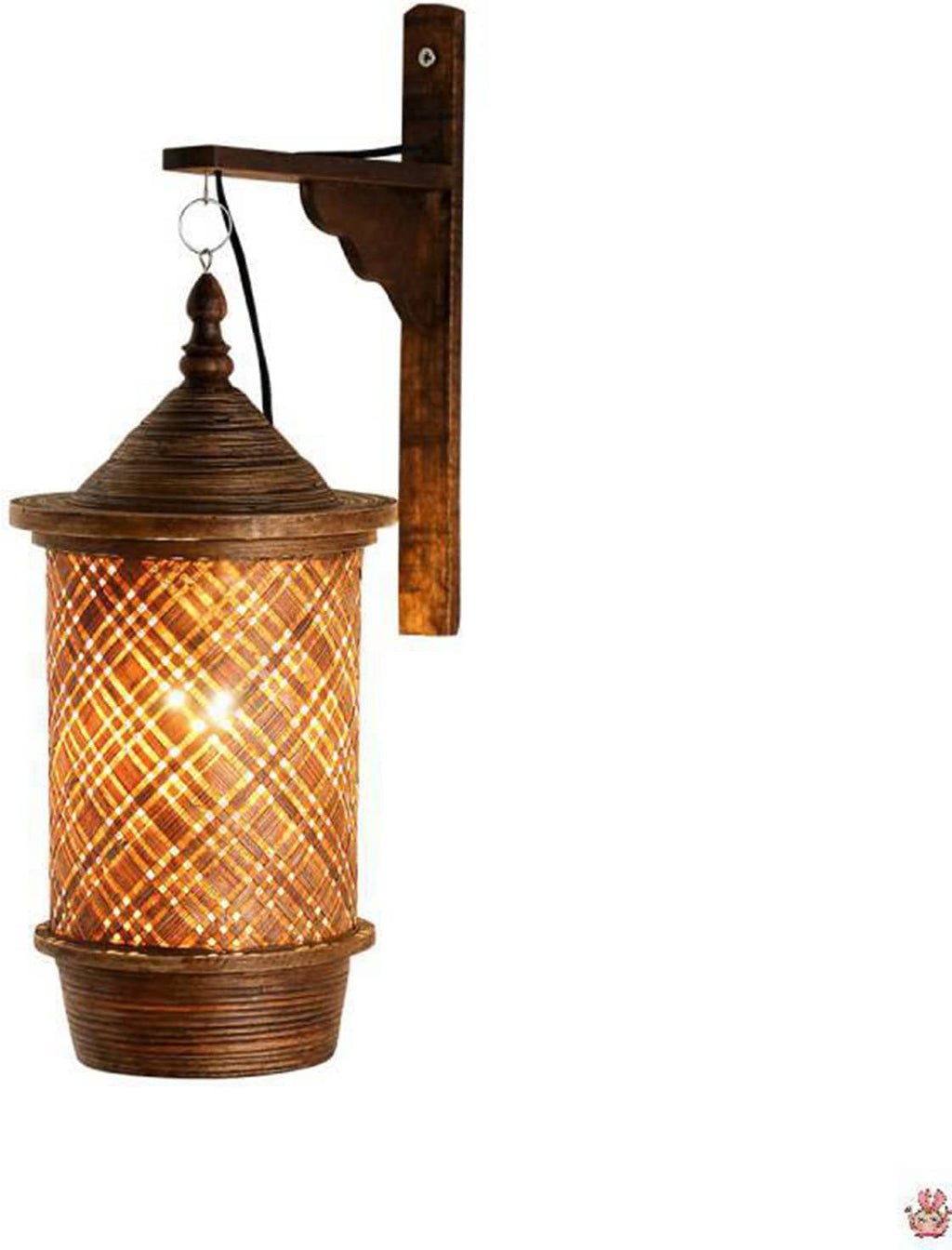 CUNTO Corridor Aisle Pastoral Wall Lamp-Retro Woven Chandelier-Rustic Style Suspension Light-Bamboo Art Pendent-for Bedroom Bathroom Kitchen Living