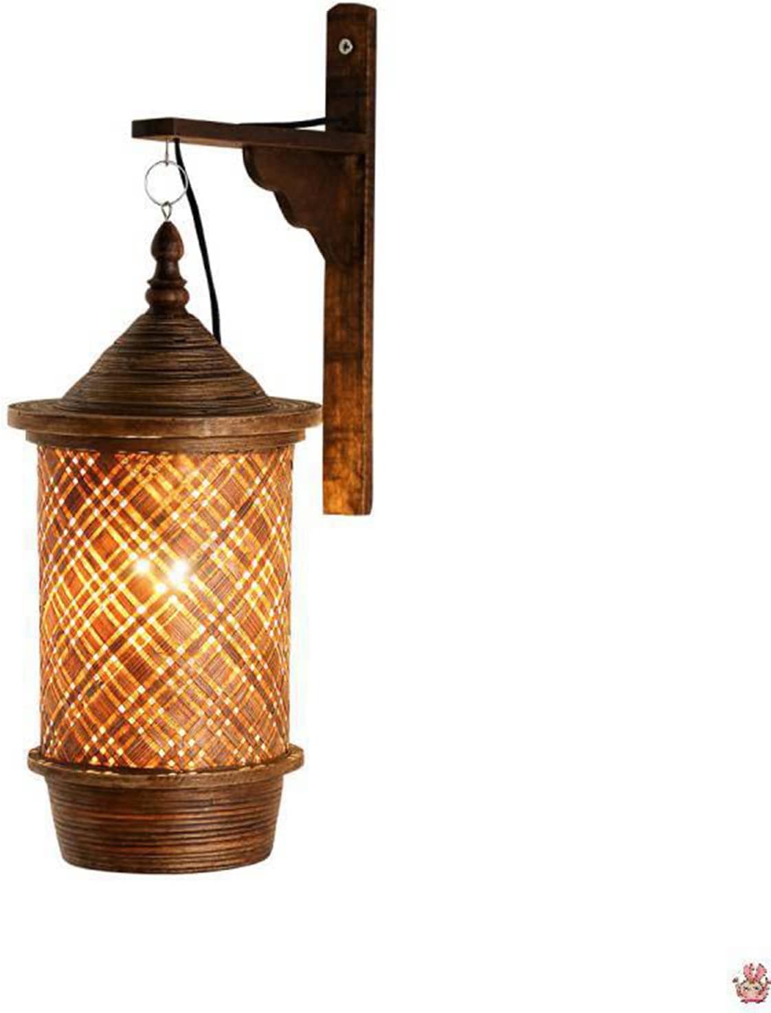 CUNTO Corridor Aisle Pastoral Wall Lamp-Retro Woven Chandelier-Rustic Style Suspension Light-Bamboo Art Pendent-for Bedroom Bathroom Kitchen Living