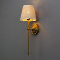Industrial Vintage Wall Light Sconce, Boho Rattan Shade with Long Arm Antique Brass Wall Mounted Lamp, Rustic Indoor Up and Down Wall Light Fixture for Bedroom Living Room Hallway