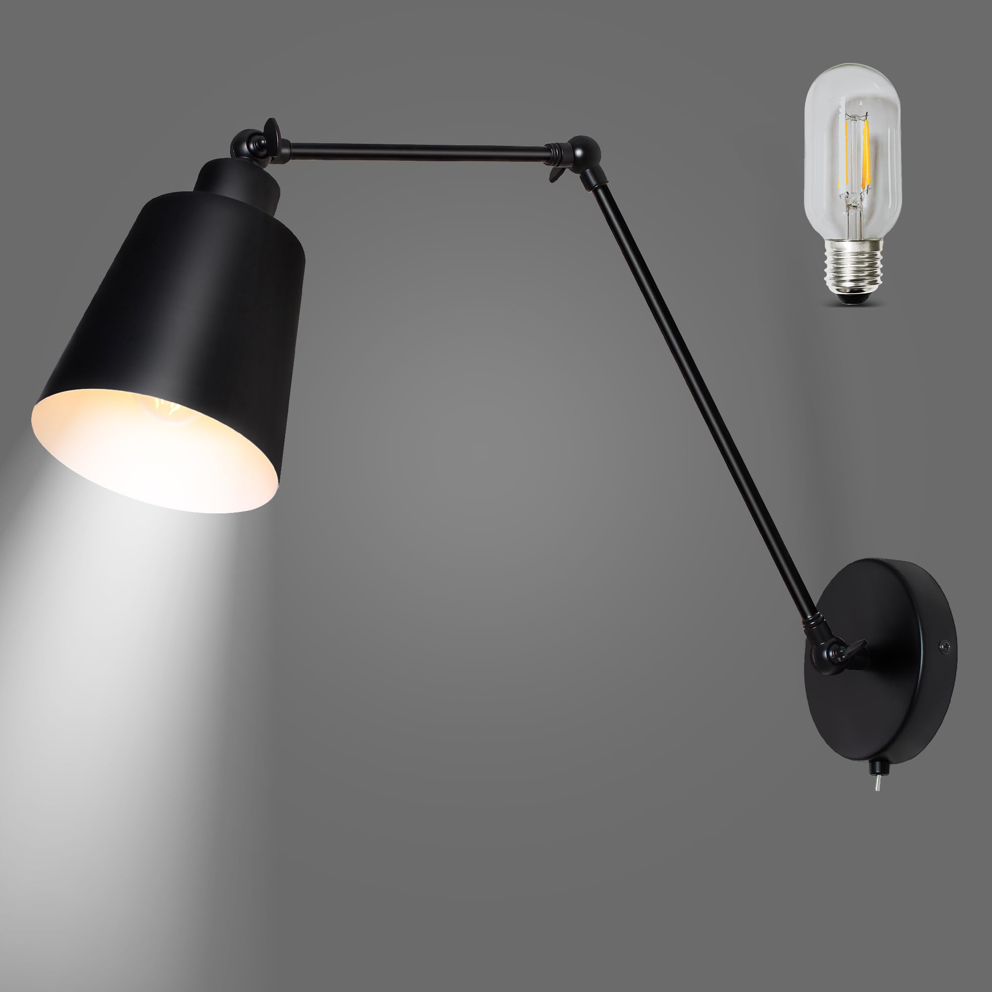 MantoLite 2-Light Wall Sconces Vanity Light with Clear Glass Shade Wall Light for Living Room Hallway Bedroom Black Modern Bathroom Lighting Fixtures(Bulbs Included)