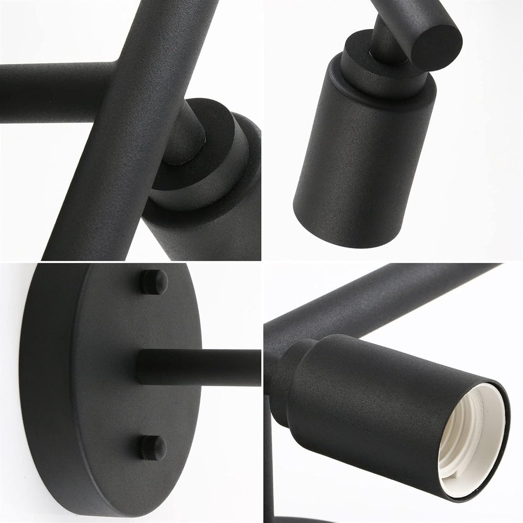 3 Light Sconce Matte Black Simplicity Bathroom Vanity Bedroom Wall,Modern lamp(Nero)