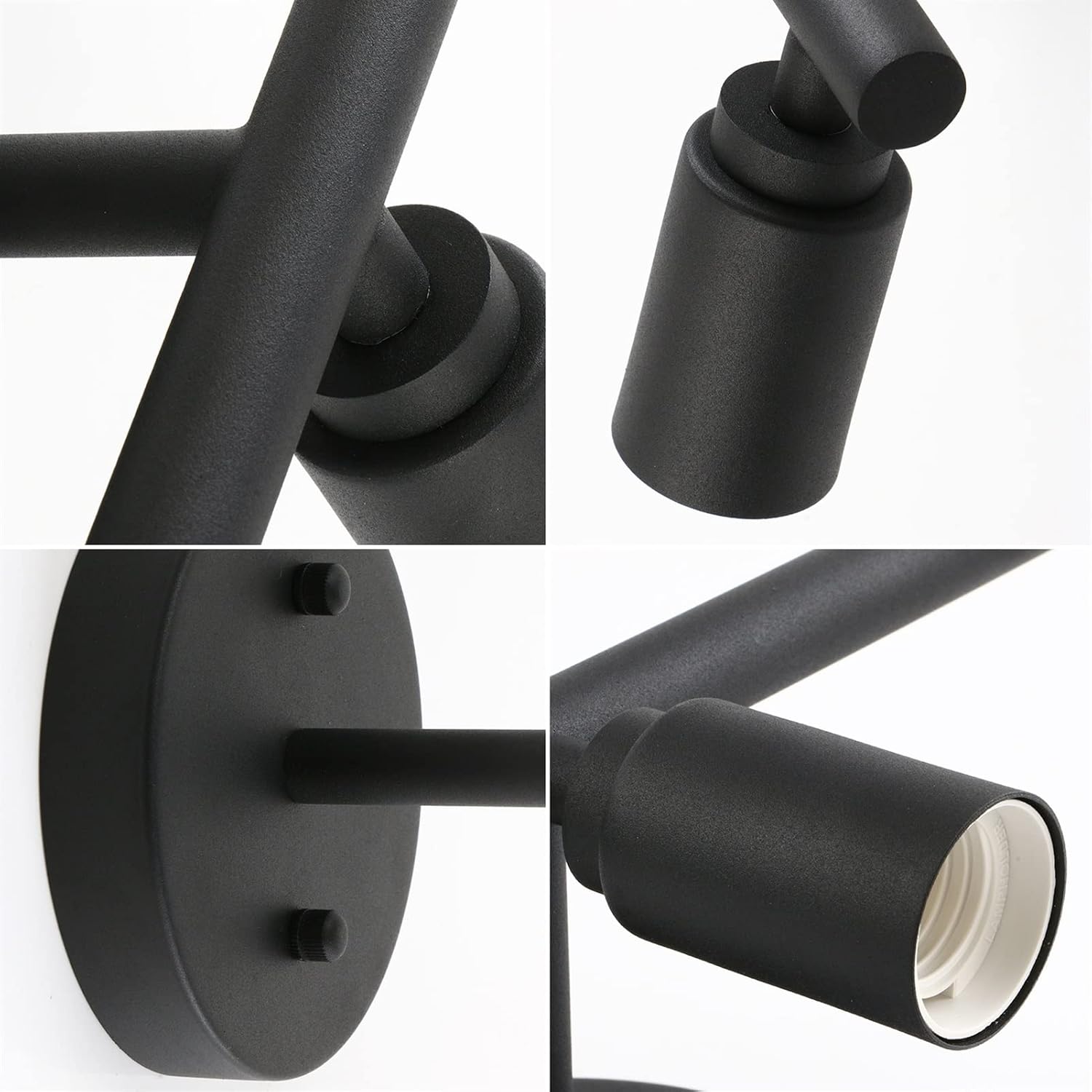 3 Light Sconce Matte Black Simplicity Bathroom Vanity Bedroom Wall,Modern lamp(Nero)