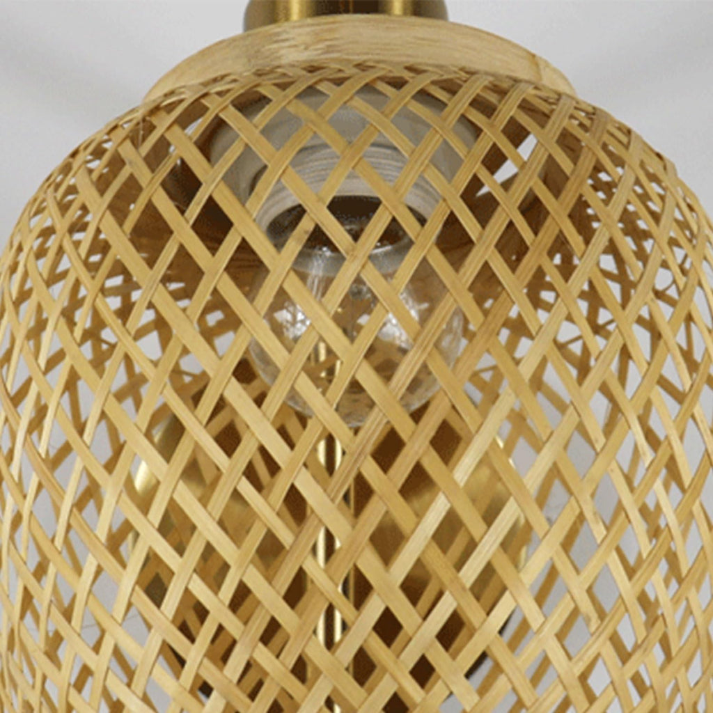 Rattan Wall Lamps Boho Vintage Farmhouse Wall Lamp Wall Sconces Hand-Woven Bamboo E27 Decorative Wall Light Indoor Gold Wall Lighting Fixture For Bedroom Study Room Office