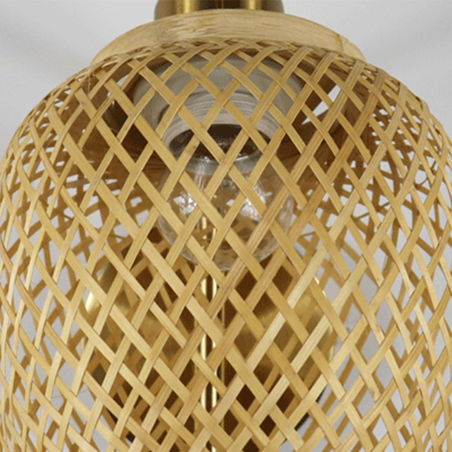 Rattan Wall Lamps Boho Vintage Farmhouse Wall Lamp Wall Sconces Hand-Woven Bamboo E27 Decorative Wall Light Indoor Gold Wall Lighting Fixture For Bedroom Study Room Office