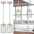 Glass Pendant Lights Kitchen Island 2 Pack, Black Mini Pendant Light with Clear Glass, Farmhouse Industrial Cage Hanging Lighting for Kitchen Sink Dining Room Bathroom, CH9176-1-2PK