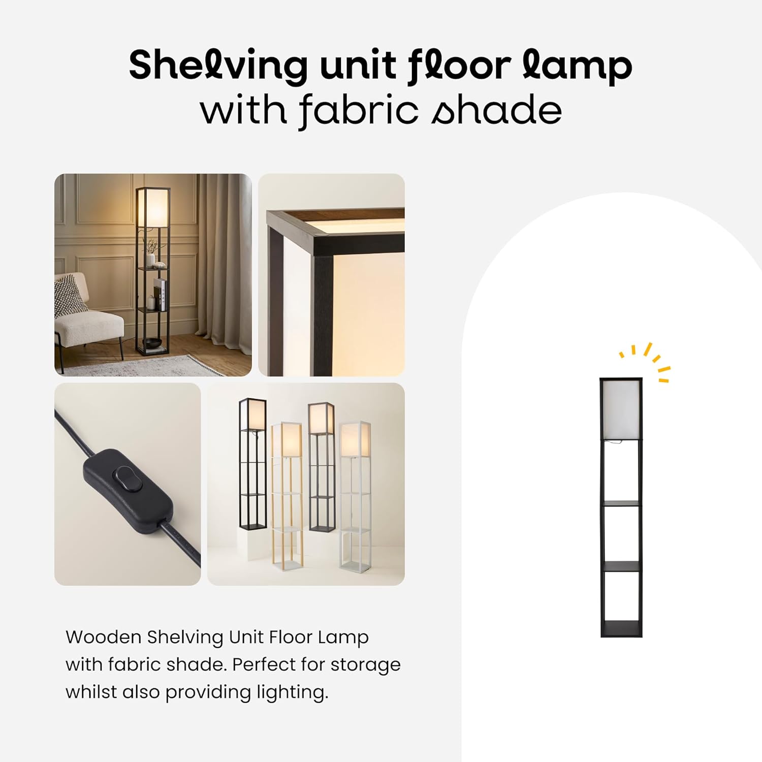 MiniSun | Wooden Floor Lamp with Shelves in Black | Floor Lamps & Torchieres, Home Décor, Improvement & Lifestyle Essential