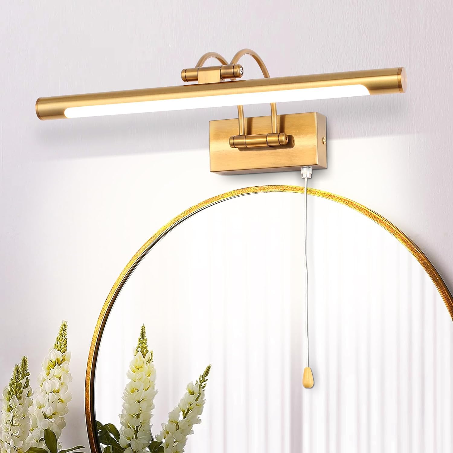 LED Picture Lights for Wall Black Bathroom Wall Light 40CM 8W 3CCT Vanity Lighting, 170° Adjustable Black Wall Lamp for Mirror Cabinet