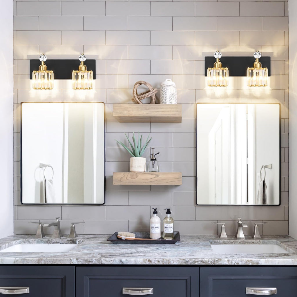 PRESDE P2228-2T-BK Modern Black 2-Light Bathroom Vanity