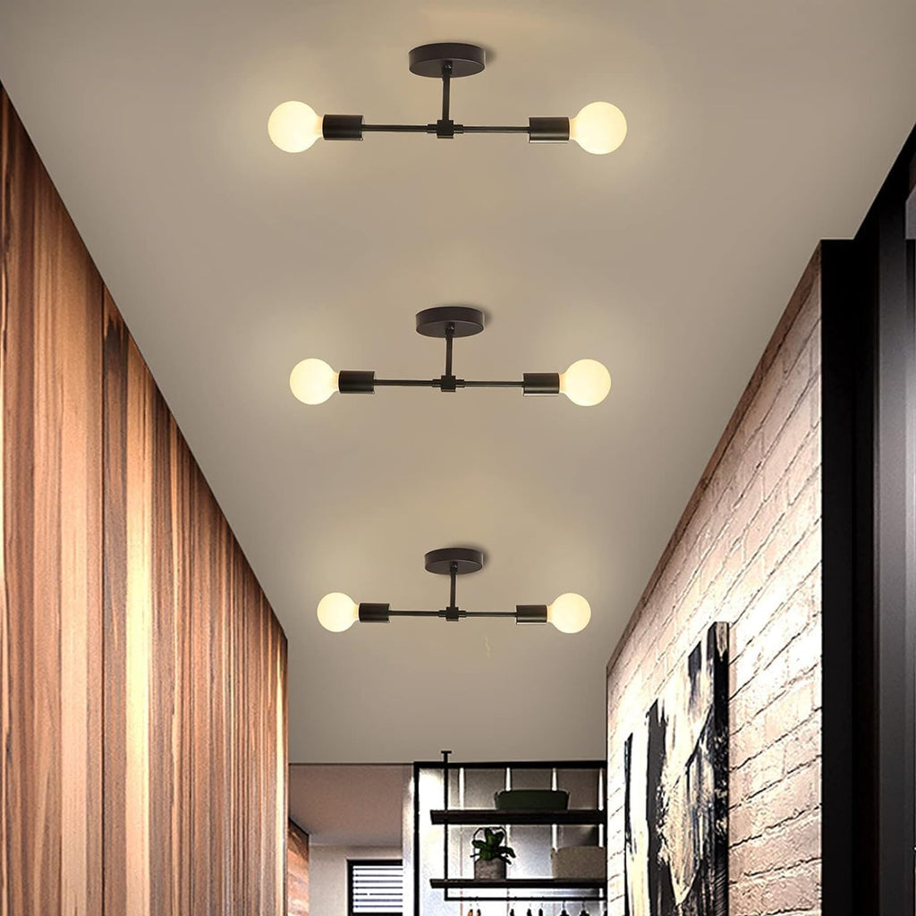 Wall Sconce, Wall Light 2-Lights Matte Black Bathroom Vanity Wall Sconce Pole Wall Mount Lighting Fixture Modern Industrial Wall Lamp