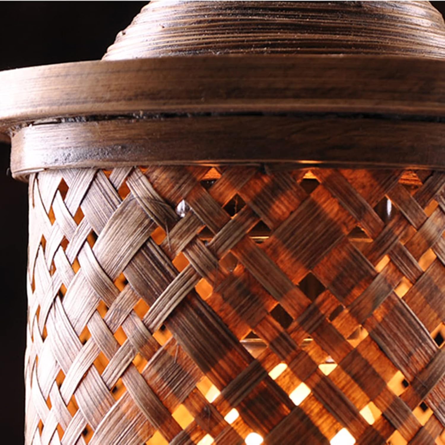 CUNTO Corridor Aisle Pastoral Wall Lamp-Retro Woven Chandelier-Rustic Style Suspension Light-Bamboo Art Pendent-for Bedroom Bathroom Kitchen Living