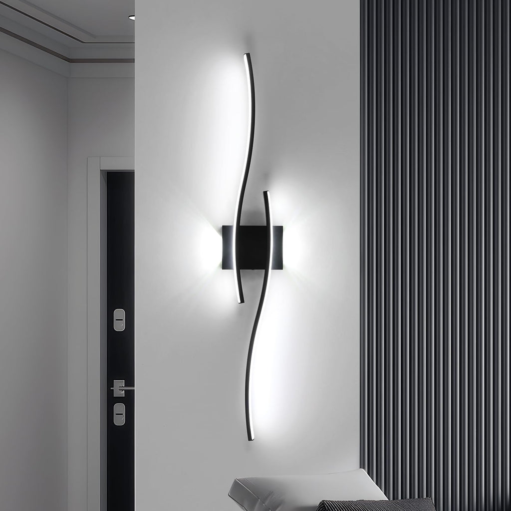 27W Modern Black LED Wall Light, 6500K Cool Light Aluminum Fixture for Bedroom Hallway Staircase