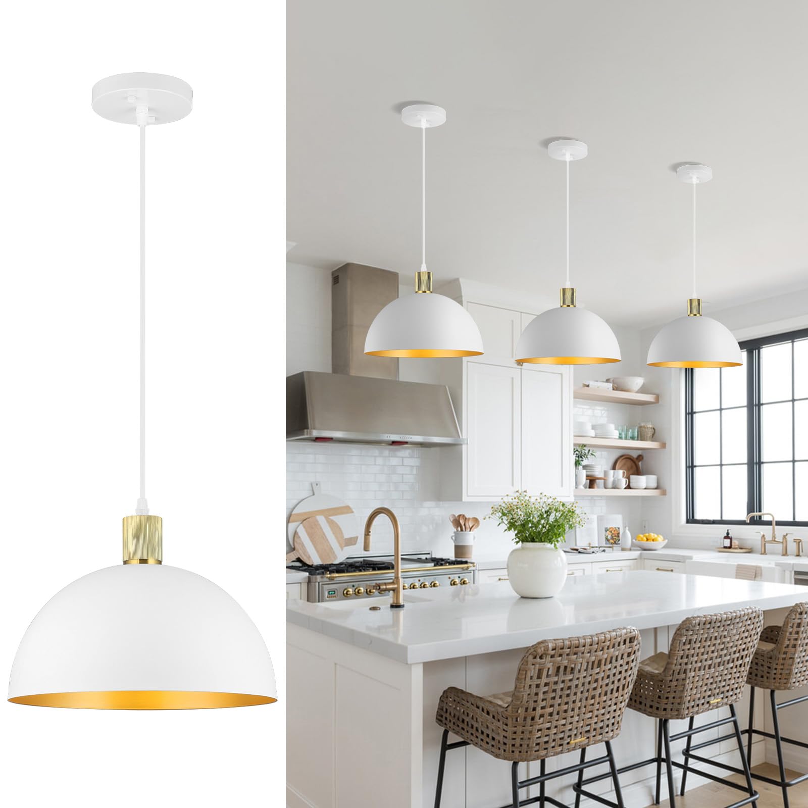 Black Farmhouse Pendant Light - 2 Pack Industrial Vintage Hanging Light Fixtures Metal Wire Cage Pendant Lighting with Adjustable Chain for Kitchen Barn Hallway Porch Dining Room