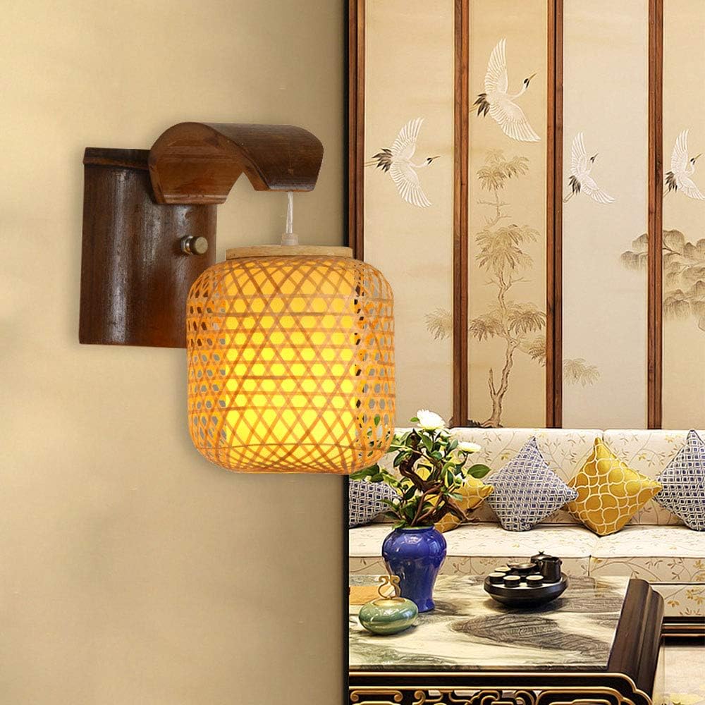 wall lamp, Japanese Style Bamboo Woven Wall Lamp Personality Bedroom Living Room Aisle Bamboo Art Chandelier Creative Old-Fashioned Study Wall Lantern Pastoral Style Wall Li,Indoor Wall Light