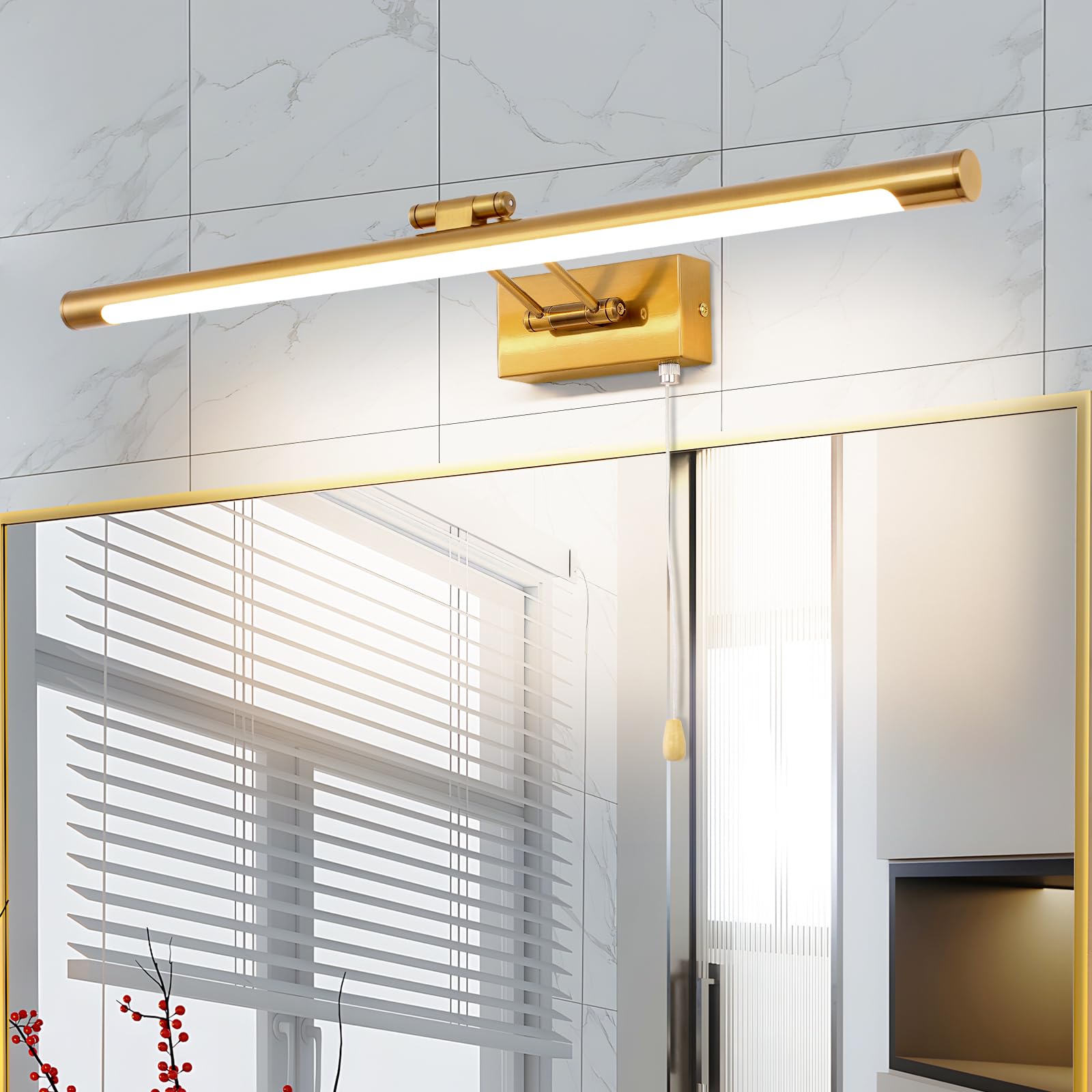 LED Adjustable Picture Light 12W Mirror Light for Dressing Room Hallway Wall Lamp Living Room 60CM 3 Colored Light Lighting Fixtures Brushed Black Bedroom Sconce Reading Lights