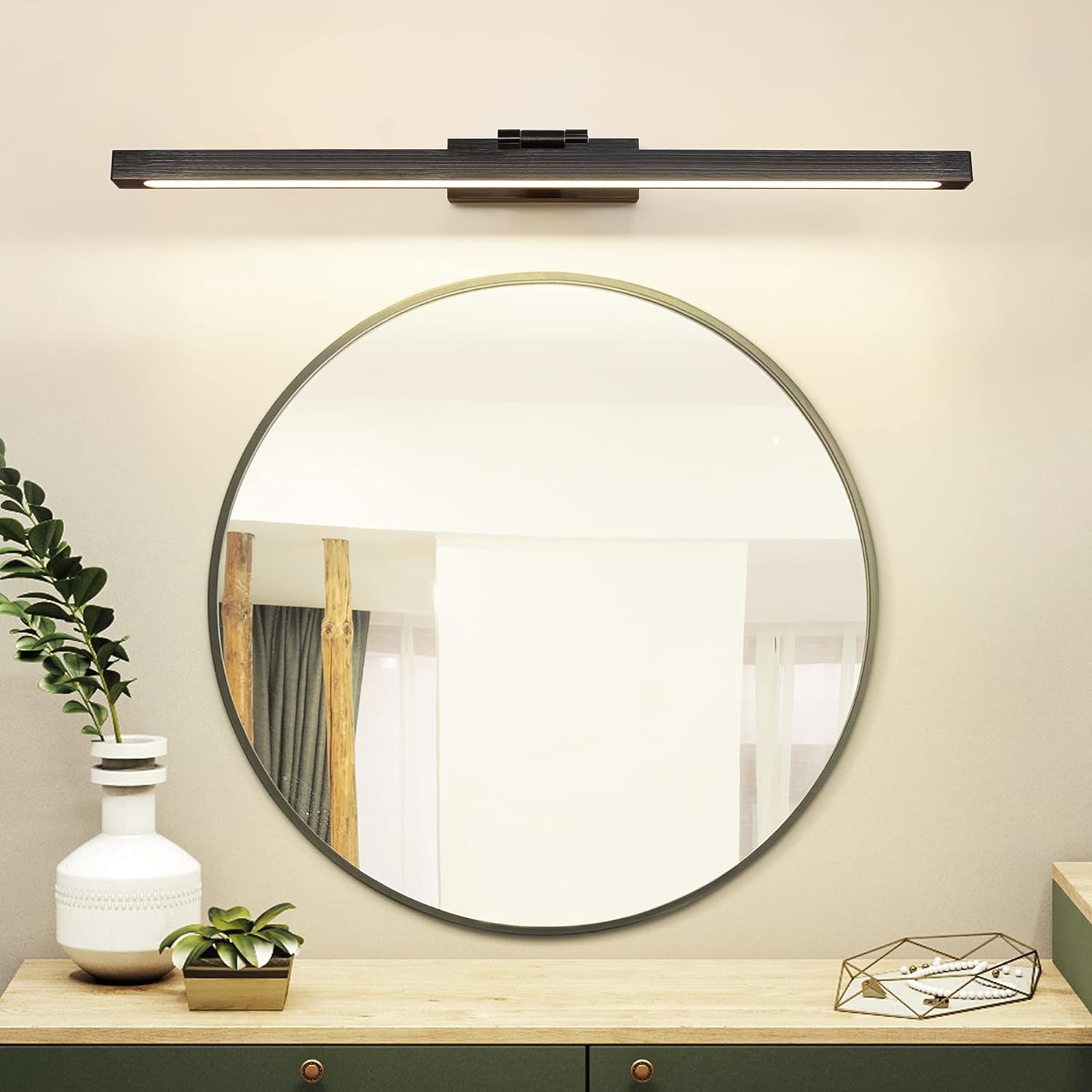 LED Adjustable Picture Light 12W Mirror Light for Dressing Room Hallway Wall Lamp Living Room 60CM 3 Colored Light Lighting Fixtures Brushed Black Bedroom Sconce Reading Lights