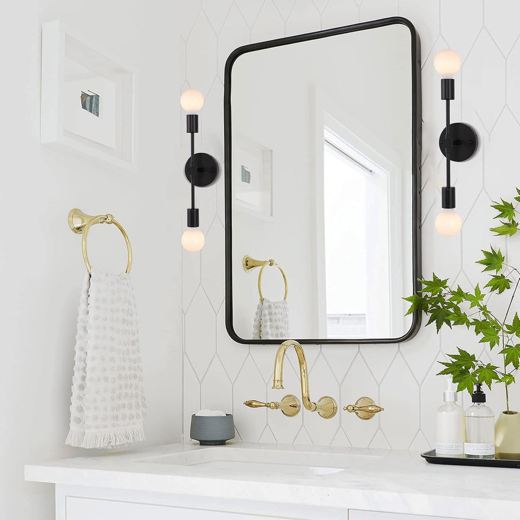 2-Lights Matte Black Bathroom Vanity Wall Sconce Pole Wall Mount Lighting Fixture Modern Industrial Wall Lamp Made in China