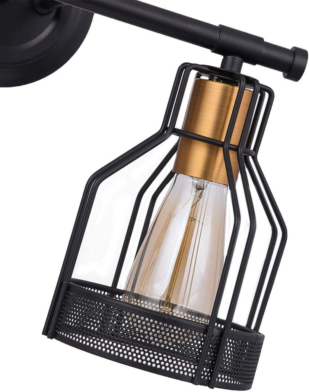 Wall Light 2-Lights Industrial 2 Heads with Metal Cage Shade Black Matte Finish Wall Lamp E27 Socket Wall Sconce Living Room Lighting Fixtures for Bathroom Vanity Table Reading