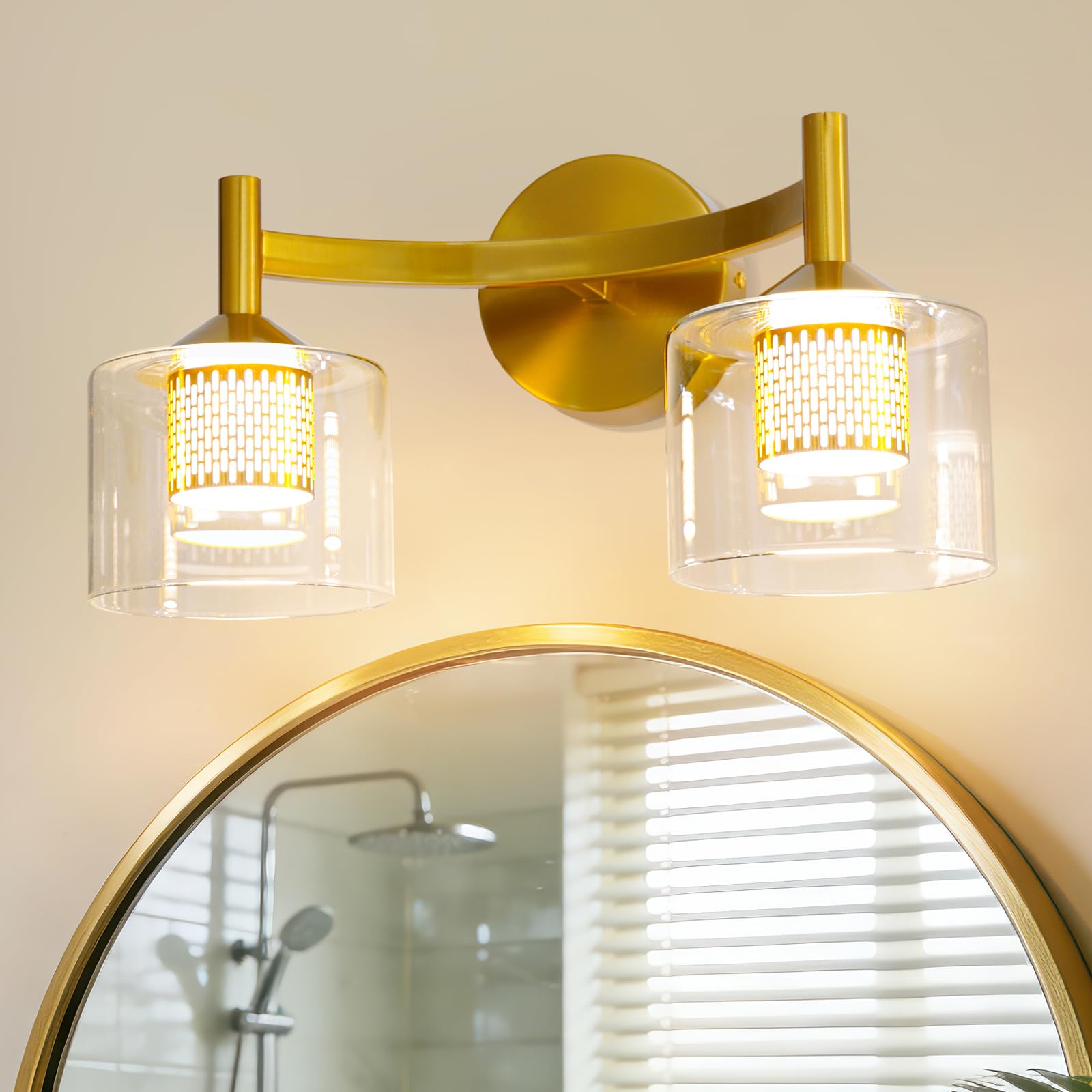 MantoLite 2-Light Wall Sconces Vanity Light with Clear Glass Shade Wall Light for Living Room Hallway Bedroom Black Modern Bathroom Lighting Fixtures(Bulbs Included)