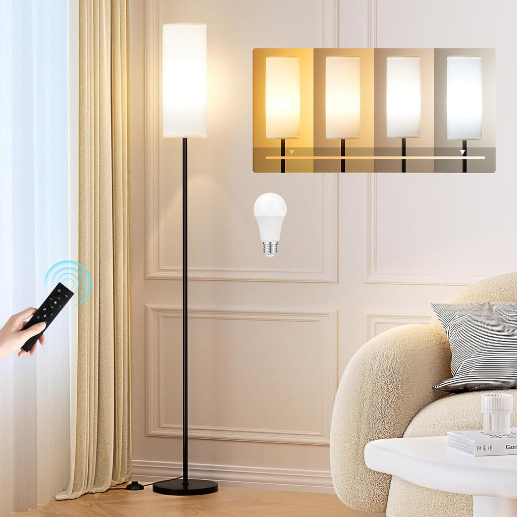 64" Modern Floor Lamp, Remote Controlled Stepless Dimmable Lamp for Living Room Bedroom Office, 9W Bulb Included