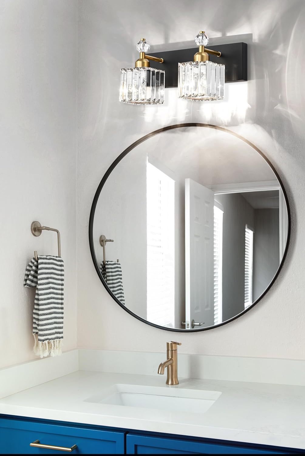 PRESDE P2228-2T-BK Modern Black 2-Light Bathroom Vanity