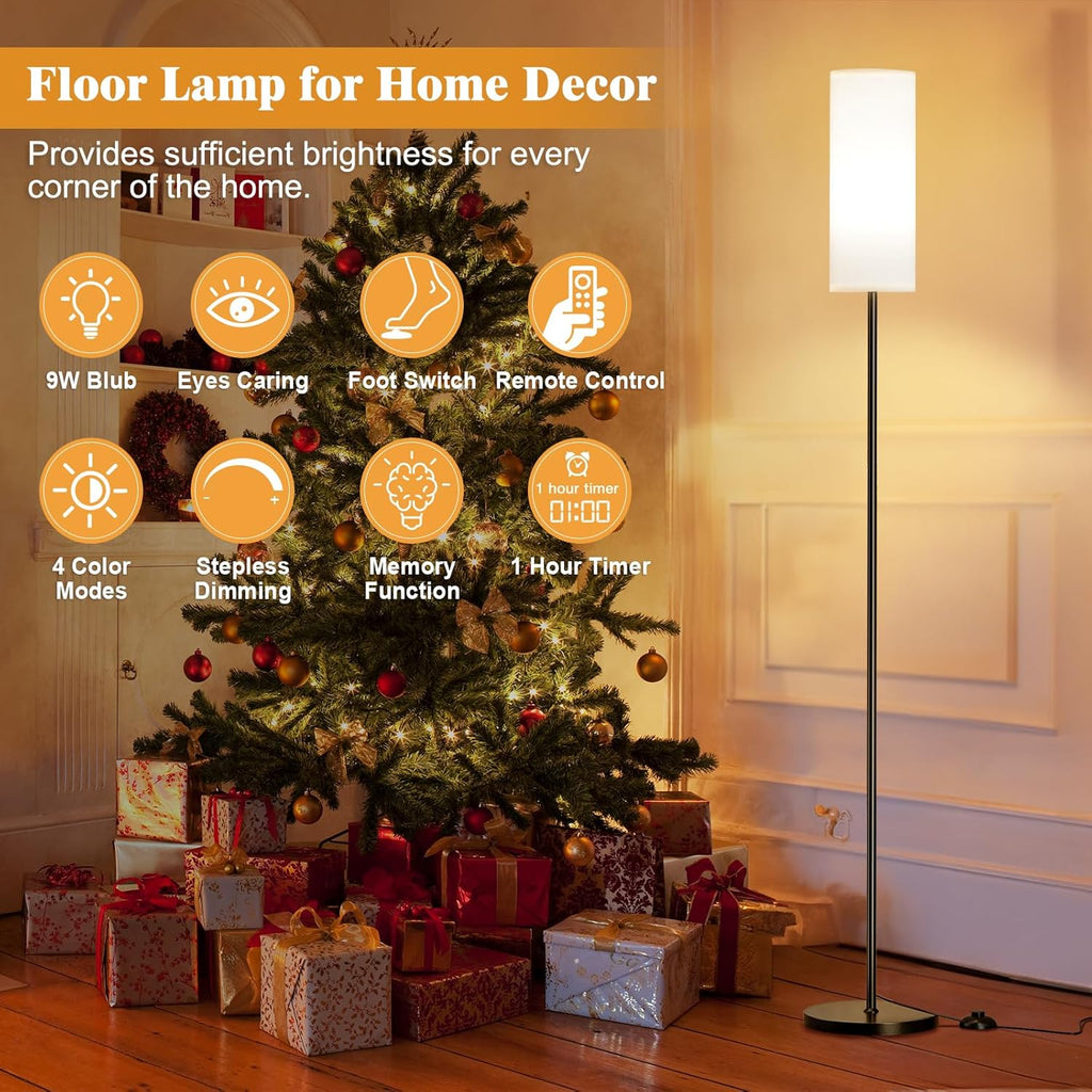 64" Modern Floor Lamp, Remote Controlled Stepless Dimmable Lamp for Living Room Bedroom Office, 9W Bulb Included