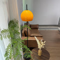 Bauhaus Style Orange Glass Floor Lamp Dome Shaped Mid Century Modern Mushroom Standing Lamp Art Deco Tall Lamp Nordic Floor Light for Living Room Bedroom - Black Base
