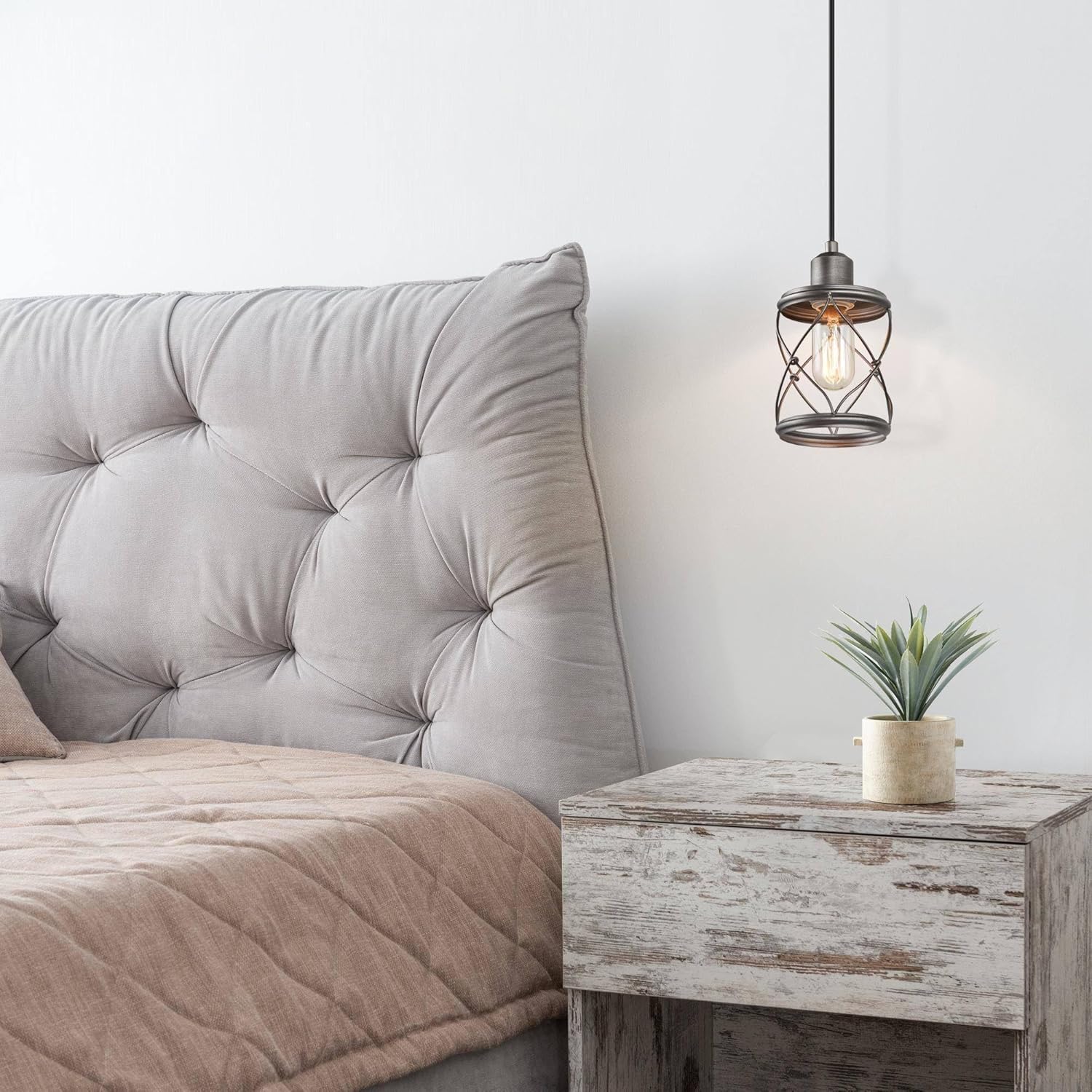 classy leaves Farmhouse Pendant Light Fixtures, Rustic Industrial Mini Cage Hanging Pendant Lighting for Kitchen Island, Foyer, Hallway, Bedroom and Entryway