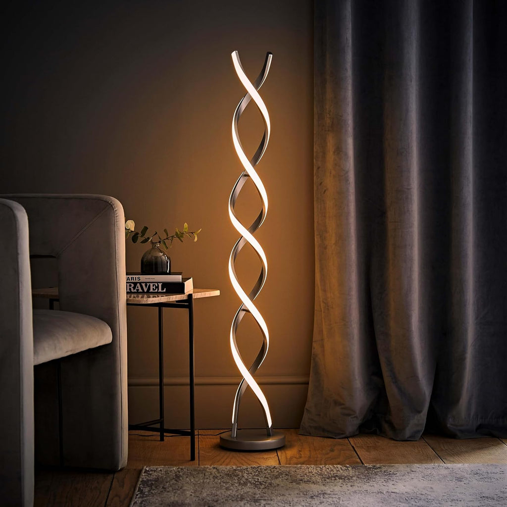 ValueLights | Infinity Matte Grey Double Twist Integrated LED Floor Lamp | Floor Lamps, Home Décor & Improvement Essential