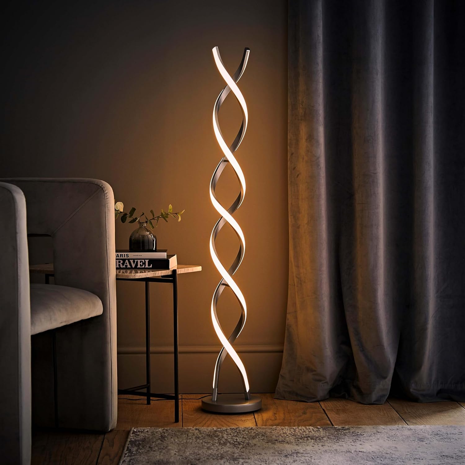 ValueLights | Infinity Matte Grey Double Twist Integrated LED Floor Lamp | Floor Lamps, Home Décor & Improvement Essential