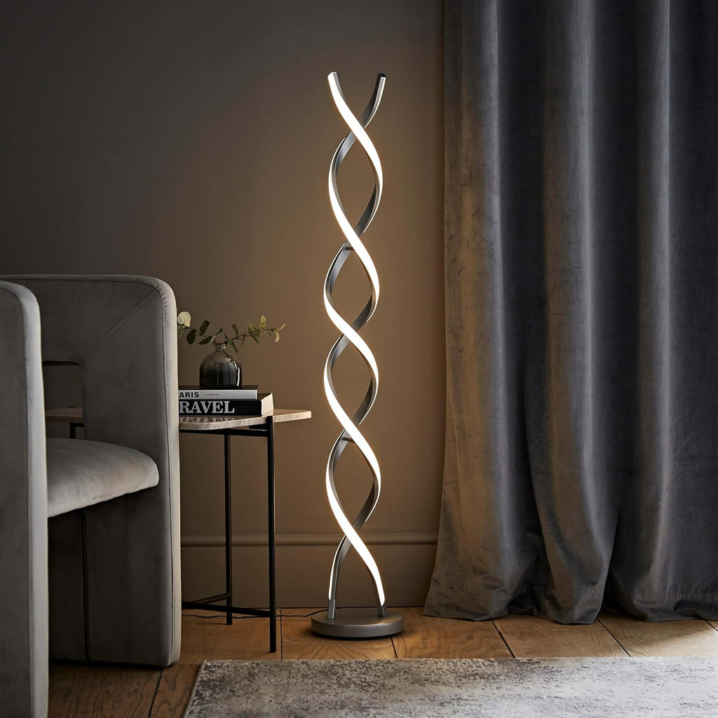 ValueLights | Infinity Matte Grey Double Twist Integrated LED Floor Lamp | Floor Lamps, Home Décor & Improvement Essential